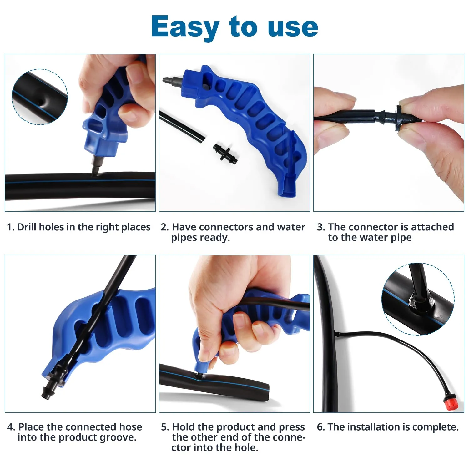 VooGenzek 4 Pezzi Perforatore 2 in 1 Tubo di Irrigazione a Goccia, 4 mm Irrigazione Perforatore Foro, Strumento di Perforazione per Tubi di Irrigazione all'aperto, per Tubo in PE - immagine 4