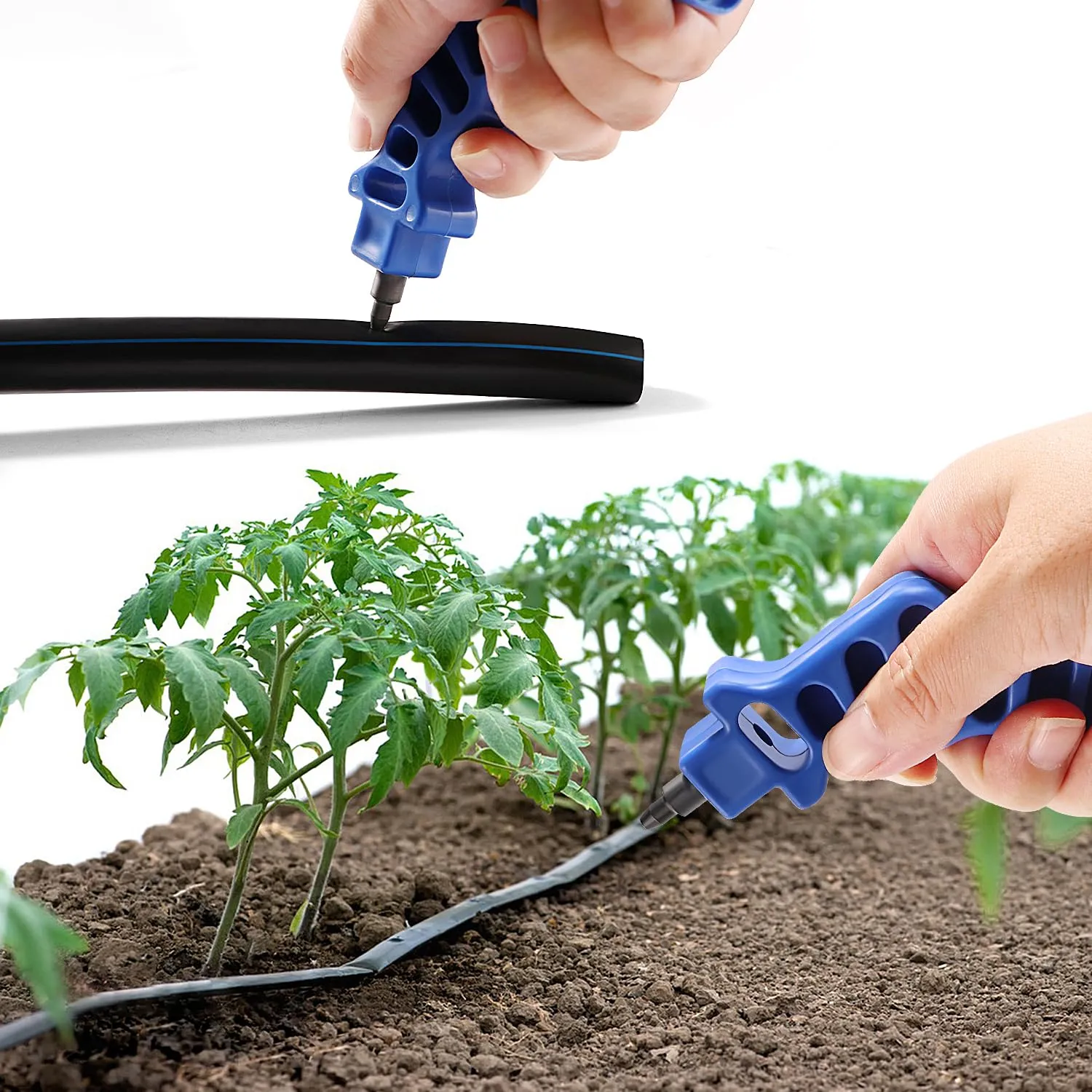 VooGenzek 4 Pezzi Perforatore 2 in 1 Tubo di Irrigazione a Goccia, 4 mm Irrigazione Perforatore Foro, Strumento di Perforazione per Tubi di Irrigazione all'aperto, per Tubo in PE - immagine 5