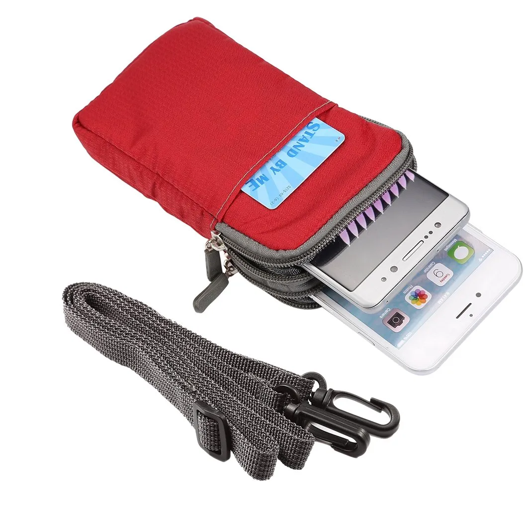 Narunii Marsupio da Cintura a Spalla Piccolo da Uomo, Marsupio Casual da Escursionismo per Uomo, Custodia da Trasporto con Clip da Cintura (15.2 cm, Rosso) - immagine 3