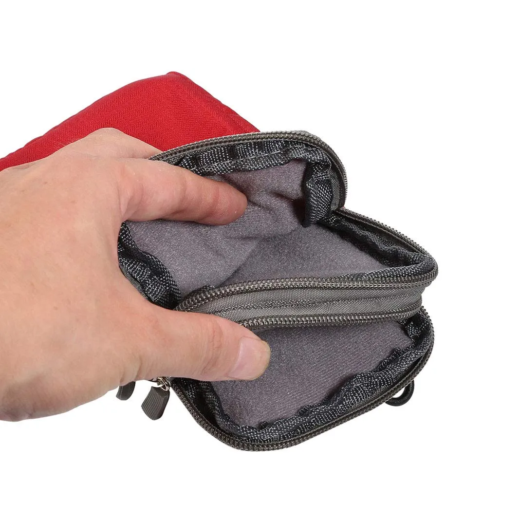 Narunii Marsupio da Cintura a Spalla Piccolo da Uomo, Marsupio Casual da Escursionismo per Uomo, Custodia da Trasporto con Clip da Cintura (15.2 cm, Rosso) - immagine 4