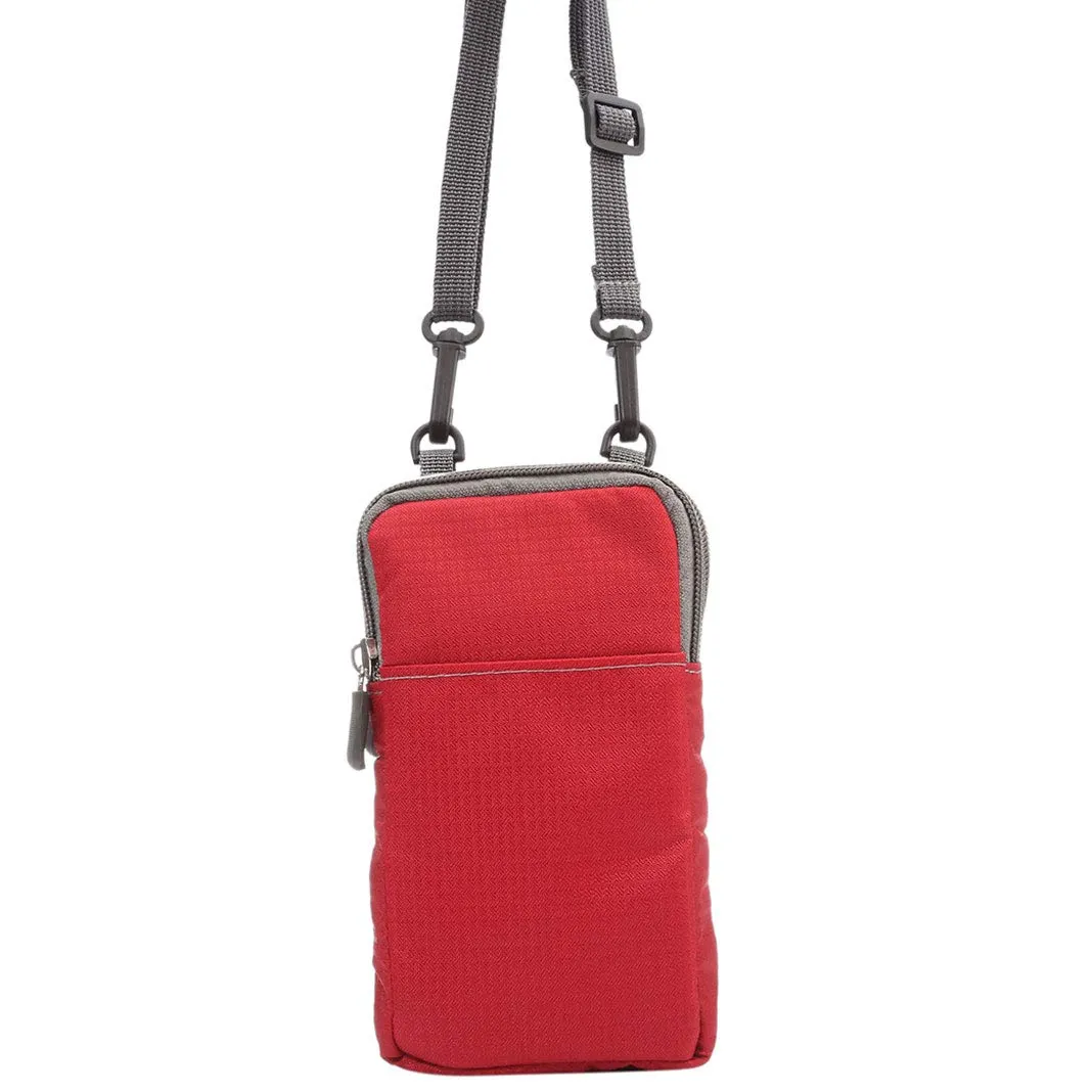 Narunii Marsupio da Cintura a Spalla Piccolo da Uomo, Marsupio Casual da Escursionismo per Uomo, Custodia da Trasporto con Clip da Cintura (15.2 cm, Rosso) - immagine 6
