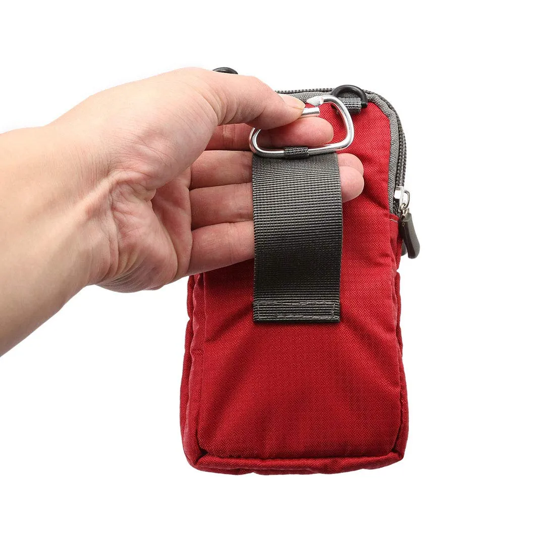 Narunii Marsupio da Cintura a Spalla Piccolo da Uomo, Marsupio Casual da Escursionismo per Uomo, Custodia da Trasporto con Clip da Cintura (15.2 cm, Rosso) - immagine 8