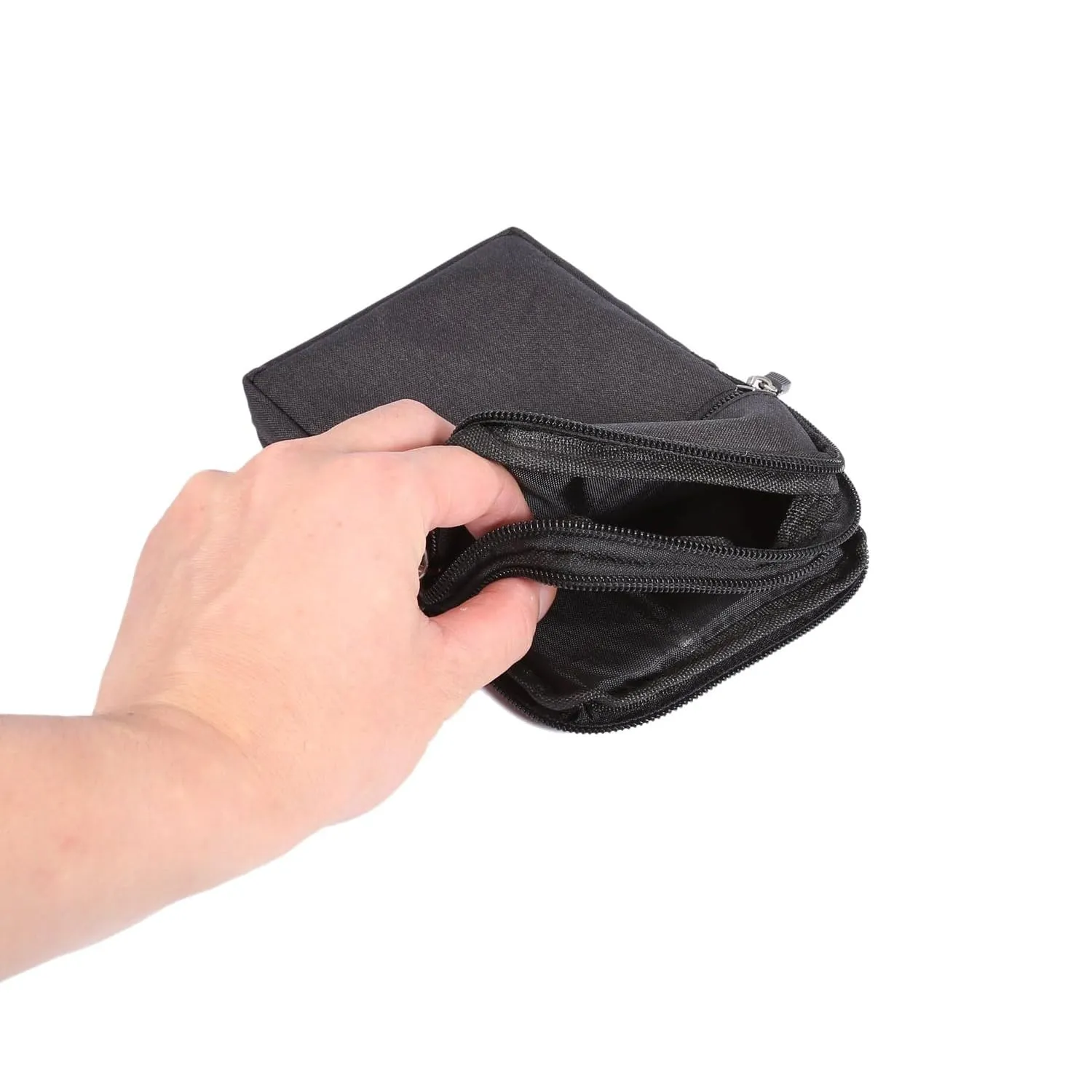 Narunii Marsupio da uomo per escursionismo casual - Piccola pochette da uomo - Pochette con clip per cintura (16,3 cm, nero) - immagine 2