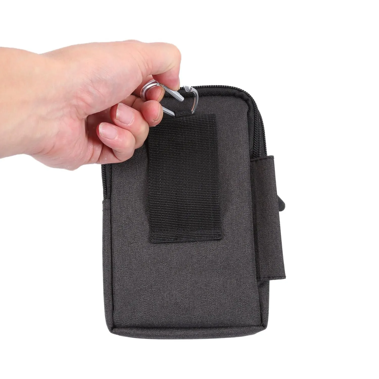 Narunii Marsupio da uomo per escursionismo casual - Piccola pochette da uomo - Pochette con clip per cintura (16,3 cm, nero) - immagine 5