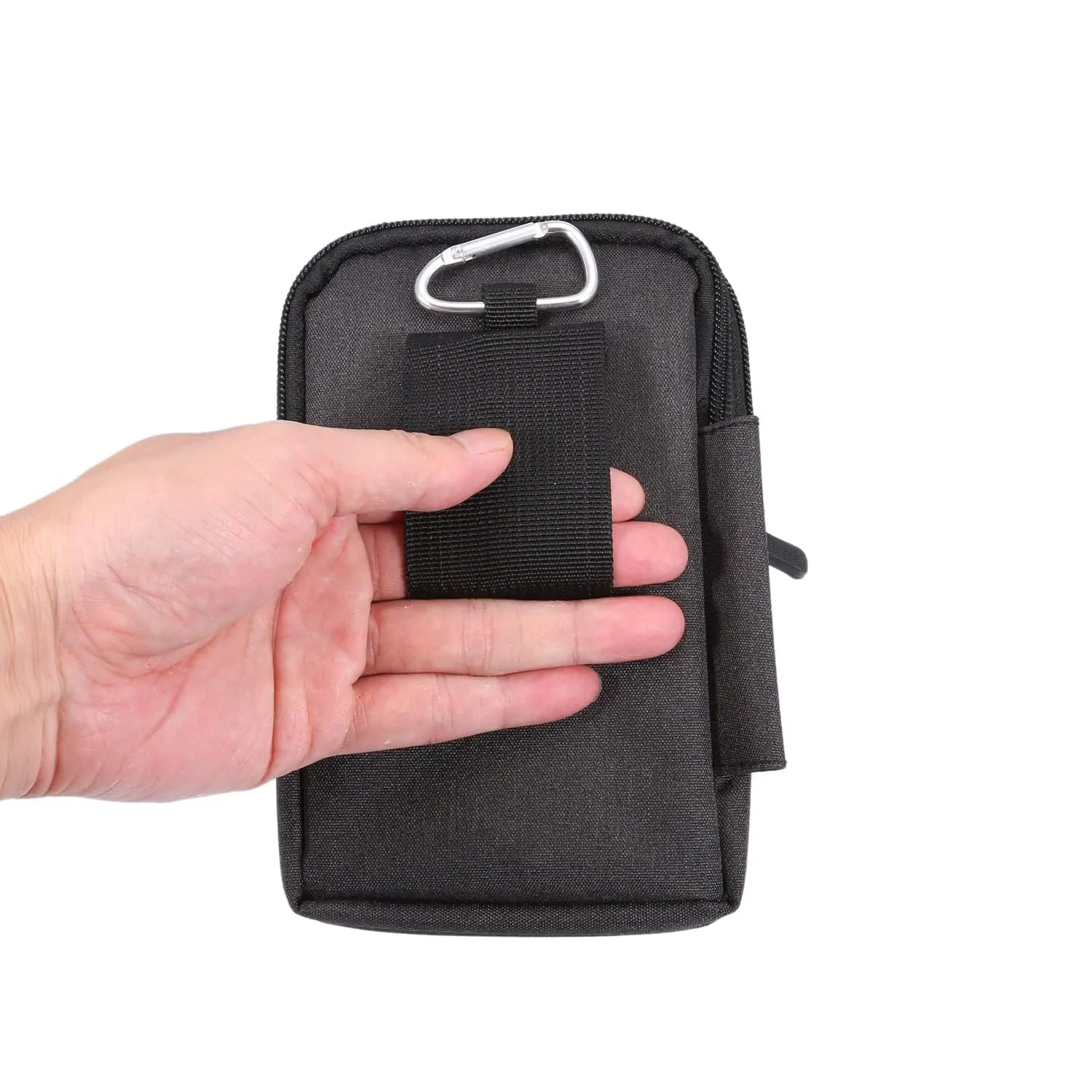 Narunii Marsupio da uomo per escursionismo casual - Piccola pochette da uomo - Pochette con clip per cintura (16,3 cm, nero) - immagine 6