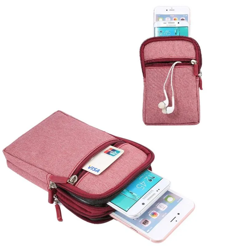 Narunii Marsupio da Cintura a Spalla Piccolo Uomo, Marsupio da Viaggio Casual per Uomo, Custodia da Trasporto con Clip per Cintura (16 cm, Rosso) - immagine 3