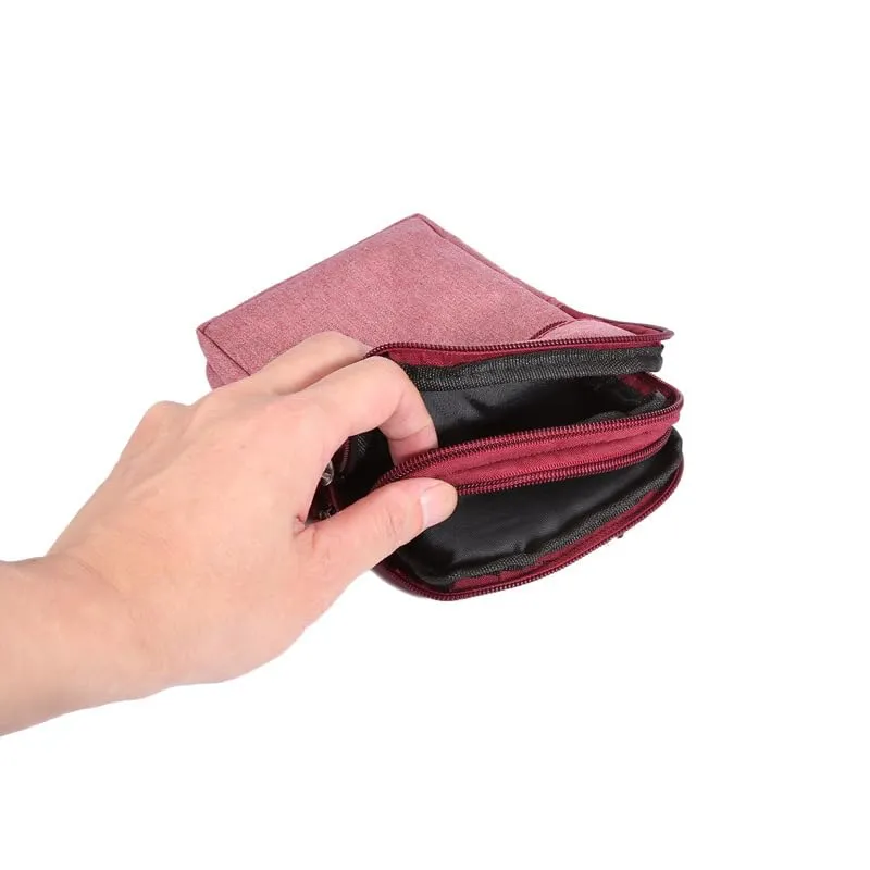 Narunii Marsupio da Cintura a Spalla Piccolo Uomo, Marsupio da Viaggio Casual per Uomo, Custodia da Trasporto con Clip per Cintura (16 cm, Rosso) - immagine 4