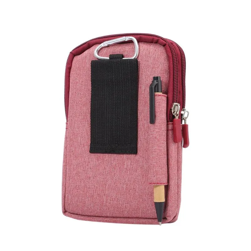 Narunii Marsupio da Cintura a Spalla Piccolo Uomo, Marsupio da Viaggio Casual per Uomo, Custodia da Trasporto con Clip per Cintura (16 cm, Rosso) - immagine 6