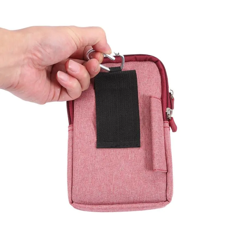 Narunii Marsupio da Cintura a Spalla Piccolo Uomo, Marsupio da Viaggio Casual per Uomo, Custodia da Trasporto con Clip per Cintura (16 cm, Rosso) - immagine 7