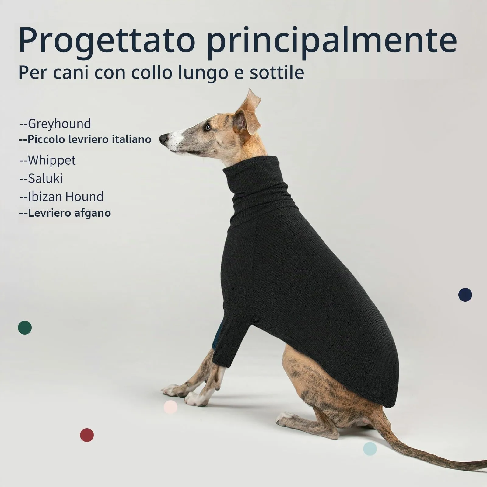 IECOii Maglione Whippet, maglione a collo alto per cani di piccola taglia, felpa levriero pullover tuta Whippet, pigiama levriero italiano leggero e accogliente - immagine 5