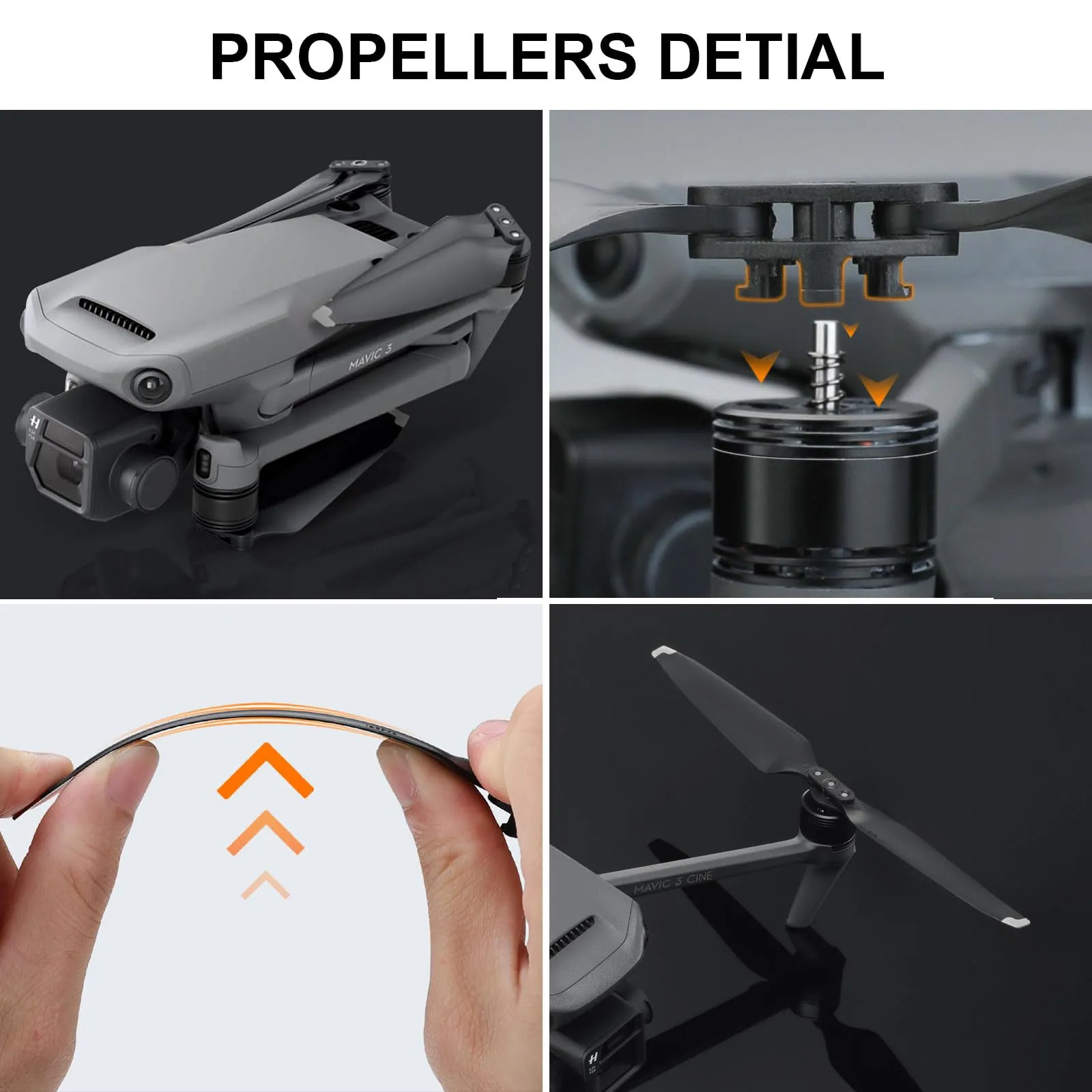 Bocguy 8 Pezzi Eliche Mavic 3, Eliche 9453F per Mavic 3/3 Pro / 3 Classic / 3 Cine / 3 Pro Cine Accessori Sostituzione Drone con Rilascio Rapido, Basso Rumore & Stabile (Argento) - immagine 4