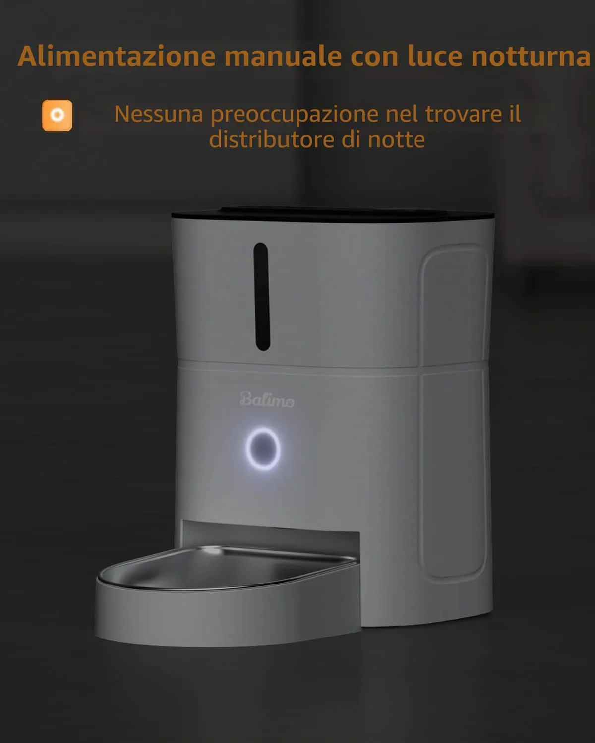 Balimo Distributore Automatico Cibo Gatti, 2.4G WiFi Dispenser Crocchette Gatto, 3L Distributore Automatico Cibo Cani, 10 Pasti al Giorno, Con Ciotola in Acciaio Inox 304, Adatto Per Cani e Gatti - immagine 7