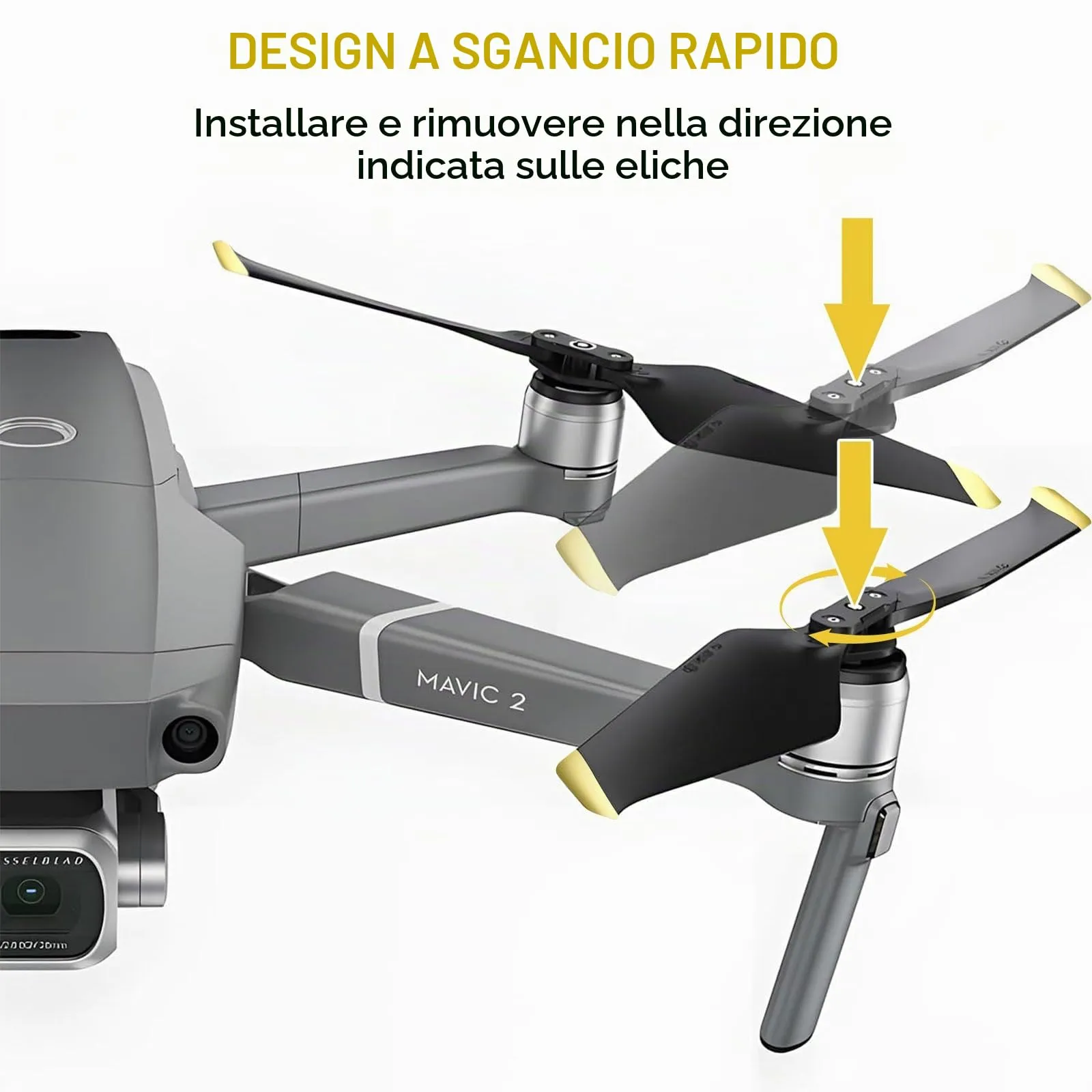 Bocguy 8 Pezzi Eliche Mavic 2, Eliche 8743 per Mavic 2 / Mavic 2 Pro/Mavic 2 Zoom Accessori Sostituzione Drone con Design a Rilascio Rapido, Basso Rumore & Stabile (Oro) - immagine 2