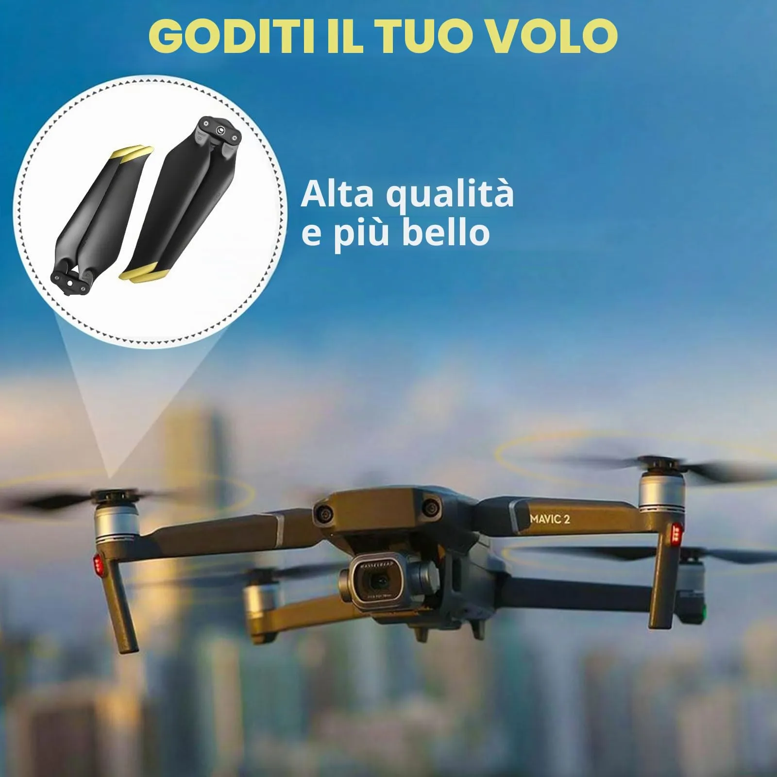 Bocguy 8 Pezzi Eliche Mavic 2, Eliche 8743 per Mavic 2 / Mavic 2 Pro/Mavic 2 Zoom Accessori Sostituzione Drone con Design a Rilascio Rapido, Basso Rumore & Stabile (Oro) - immagine 6