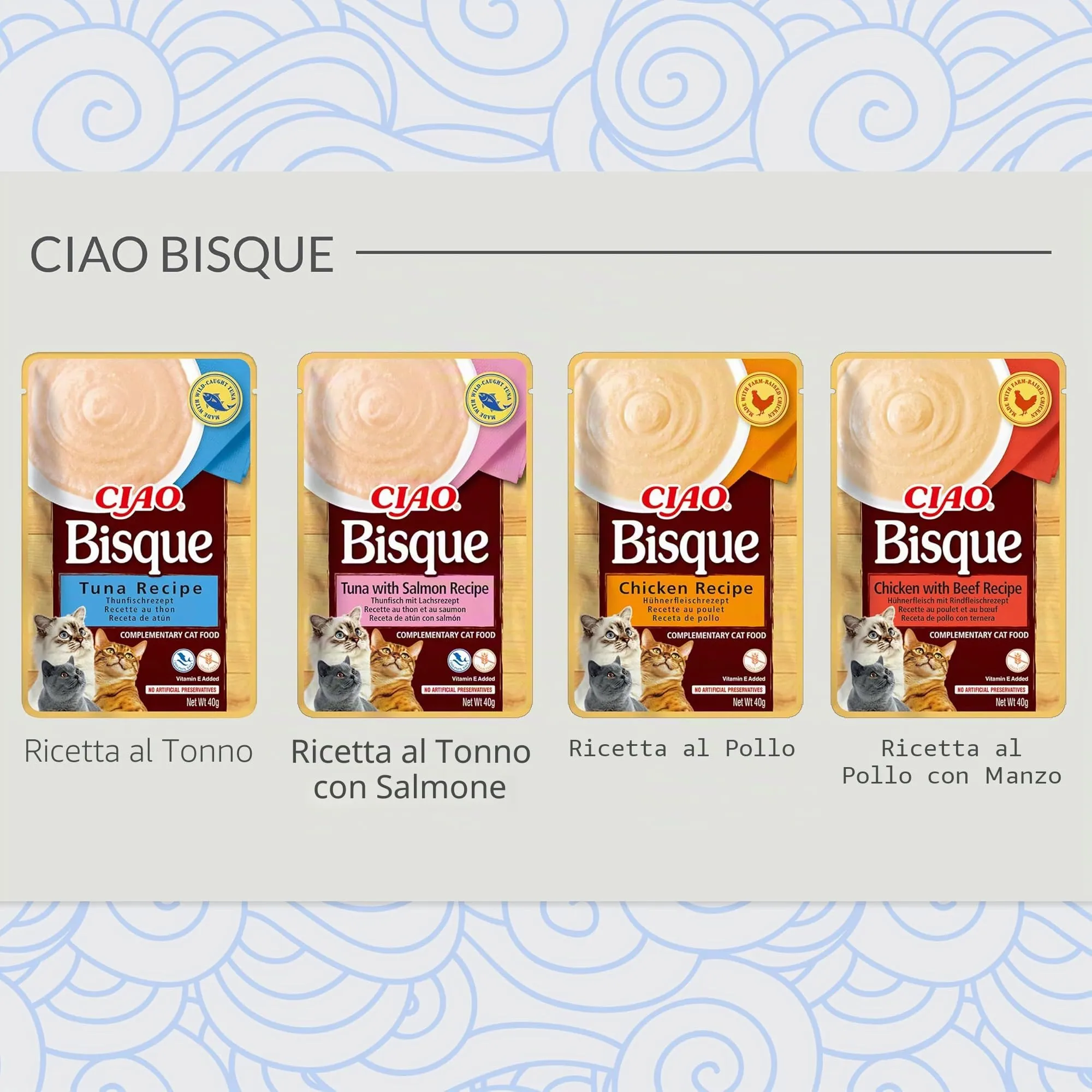 INABA CIAO Bisque di Pollo con Manzo, Cibo Umido per Gatti - Crema Sana e Deliziosa ad Alto Contenuto di Umidità - Cibo per Gatti Complementare Senza Conservanti o Coloranti Artificiali - 1 x 40gr - immagine 3