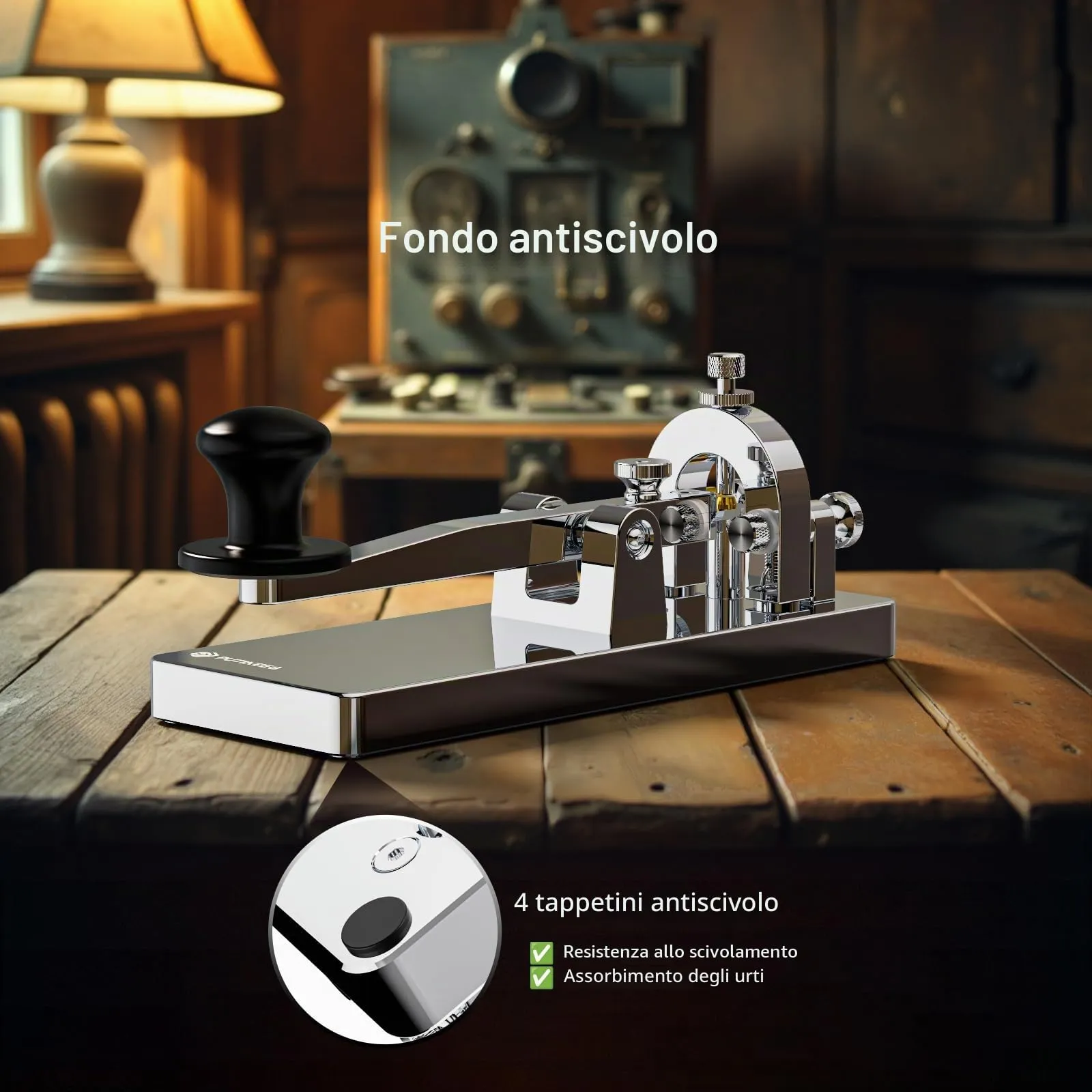 CW Telegraph Key – Chiave classica in acciaio inox con codice Morse, onde corte, radio a onde corte, per fare pratica con telegramma, oscillatore, chiave diritta (argento) - immagine 4