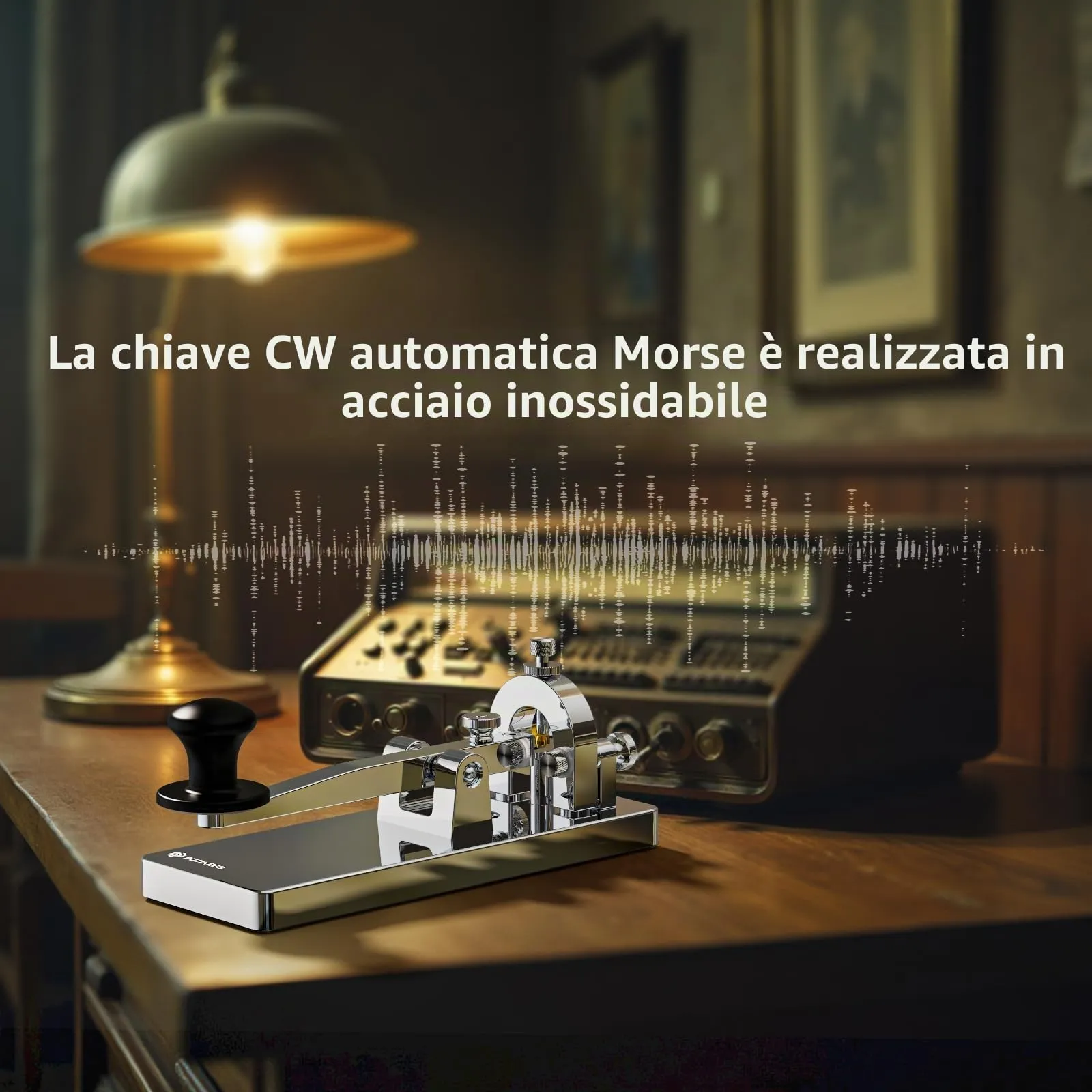 CW Telegraph Key – Chiave classica in acciaio inox con codice Morse, onde corte, radio a onde corte, per fare pratica con telegramma, oscillatore, chiave diritta (argento) - immagine 5