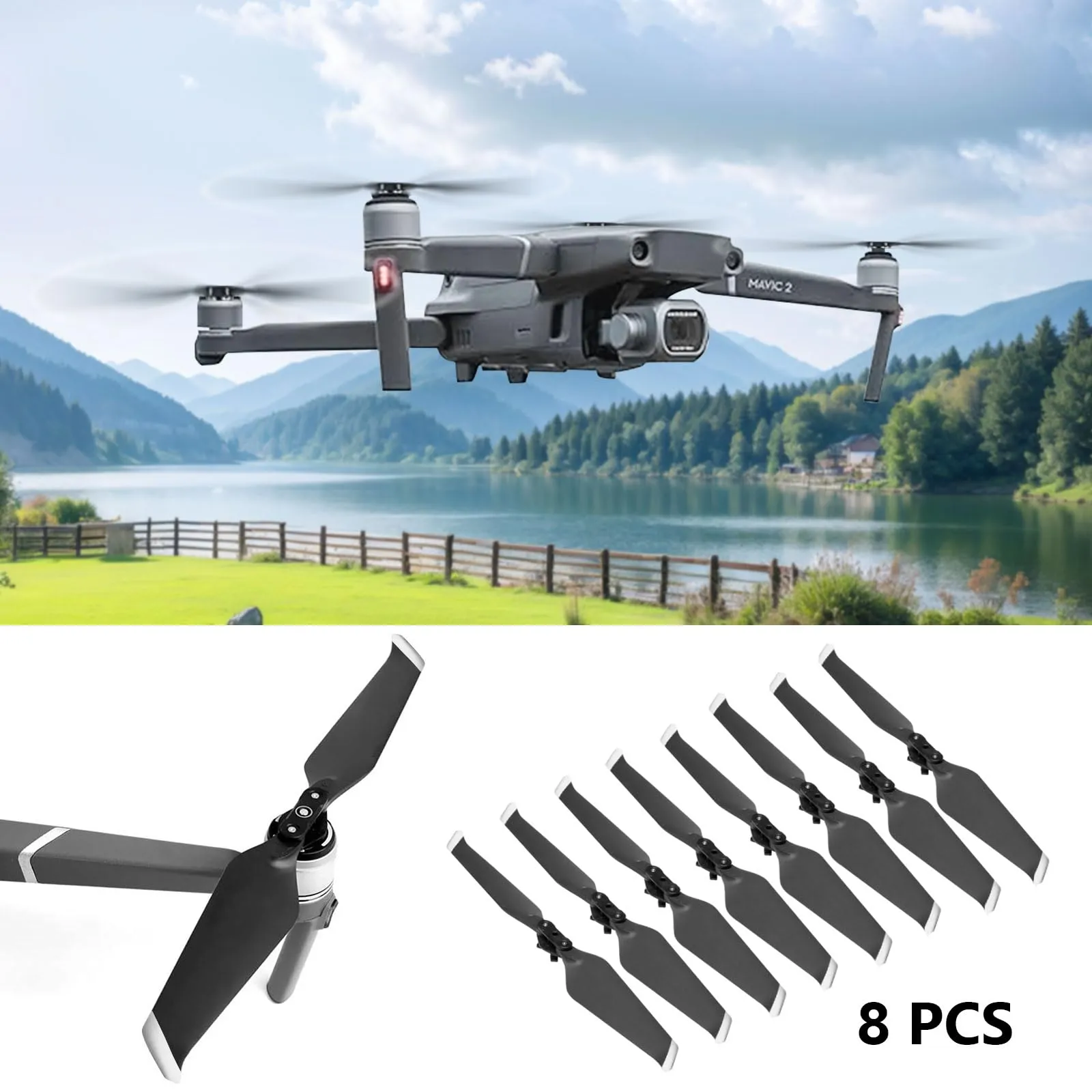 Bocguy 8 Pezzi Eliche Mavic 2, Eliche 8743 per Mavic 2 / Mavic 2 Pro/Mavic 2 Zoom Accessori Sostituzione Drone con Design a Rilascio Rapido, Basso Rumore & Stabile (Argento) - immagine 5