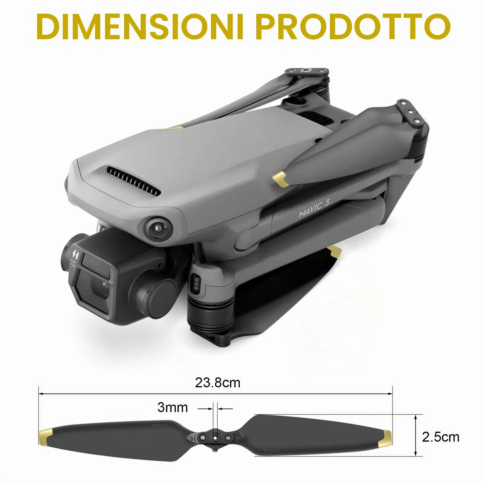 Bocguy 8 Pezzi Eliche Mavic 3, Eliche 9453F per Mavic 3/3 Pro / 3 Classic / 3 Cine / 3 Pro Cine Accessori Sostituzione Drone con Rilascio Rapido, Basso Rumore & Stabile (Oro) - immagine 2
