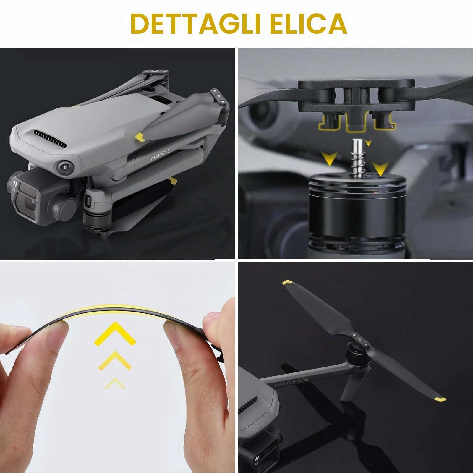 Bocguy 8 Pezzi Eliche Mavic 3, Eliche 9453F per Mavic 3/3 Pro / 3 Classic / 3 Cine / 3 Pro Cine Accessori Sostituzione Drone con Rilascio Rapido, Basso Rumore & Stabile (Oro) - immagine 4