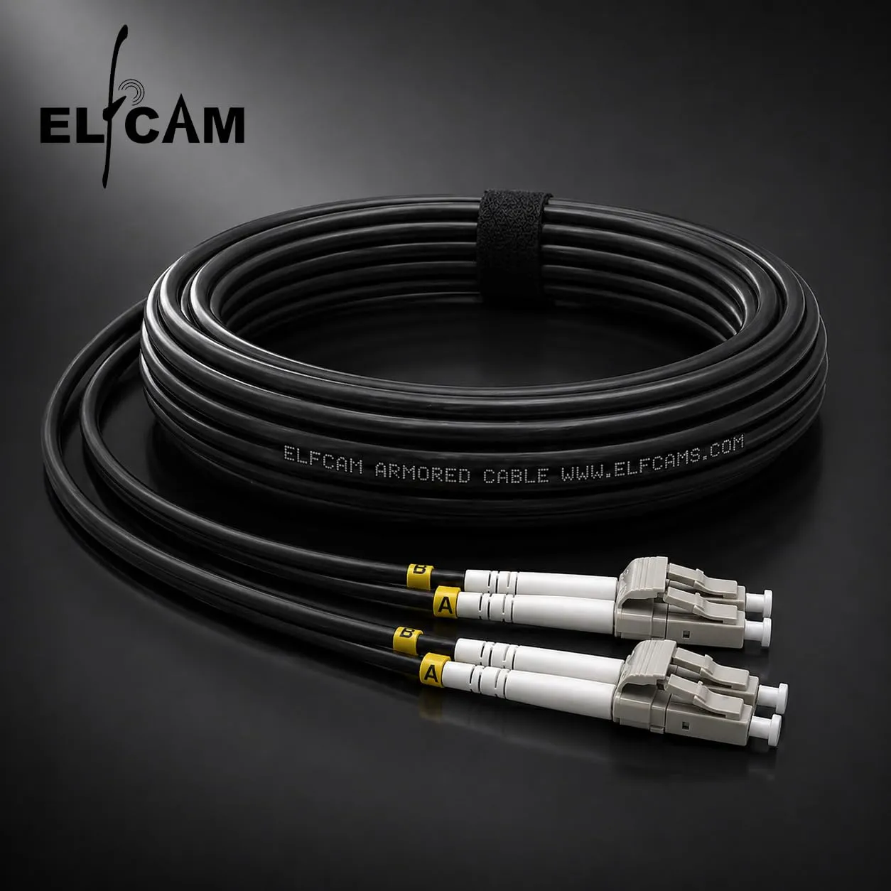 Elfcam® Cavo Fibra Ottica Armato Acciaio LC/UPC OM3 Duplex Nero 250 m - immagine 8
