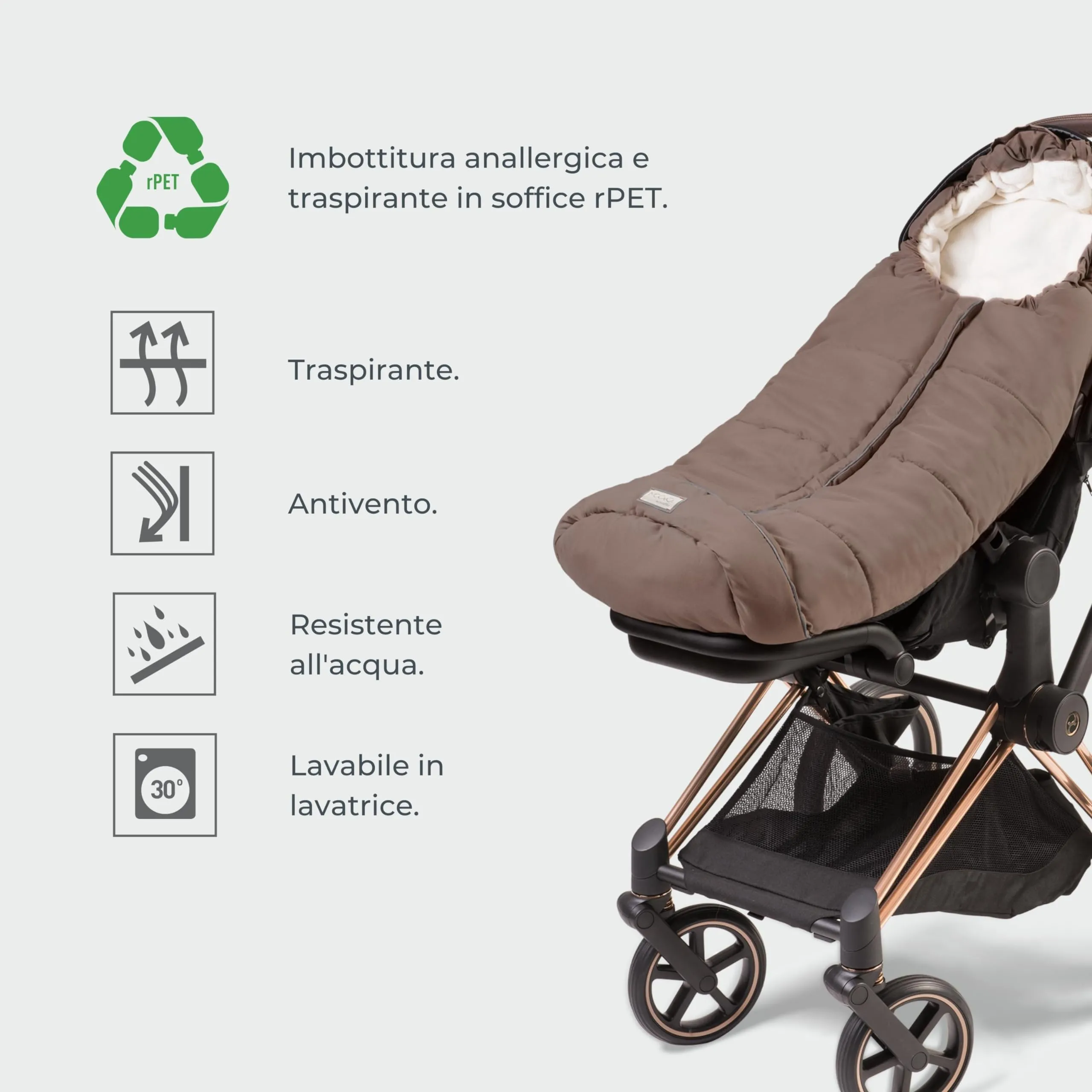 Nuvita 9545 Junior City | Sacco Universale per Passeggino | Perfetto per Bambini da 6 a 36 Mesi (100 cm) | Tessuto Vellutato e Massimo Comfort per il Tuo Bambino fino a -10°C | Nero - immagine 2