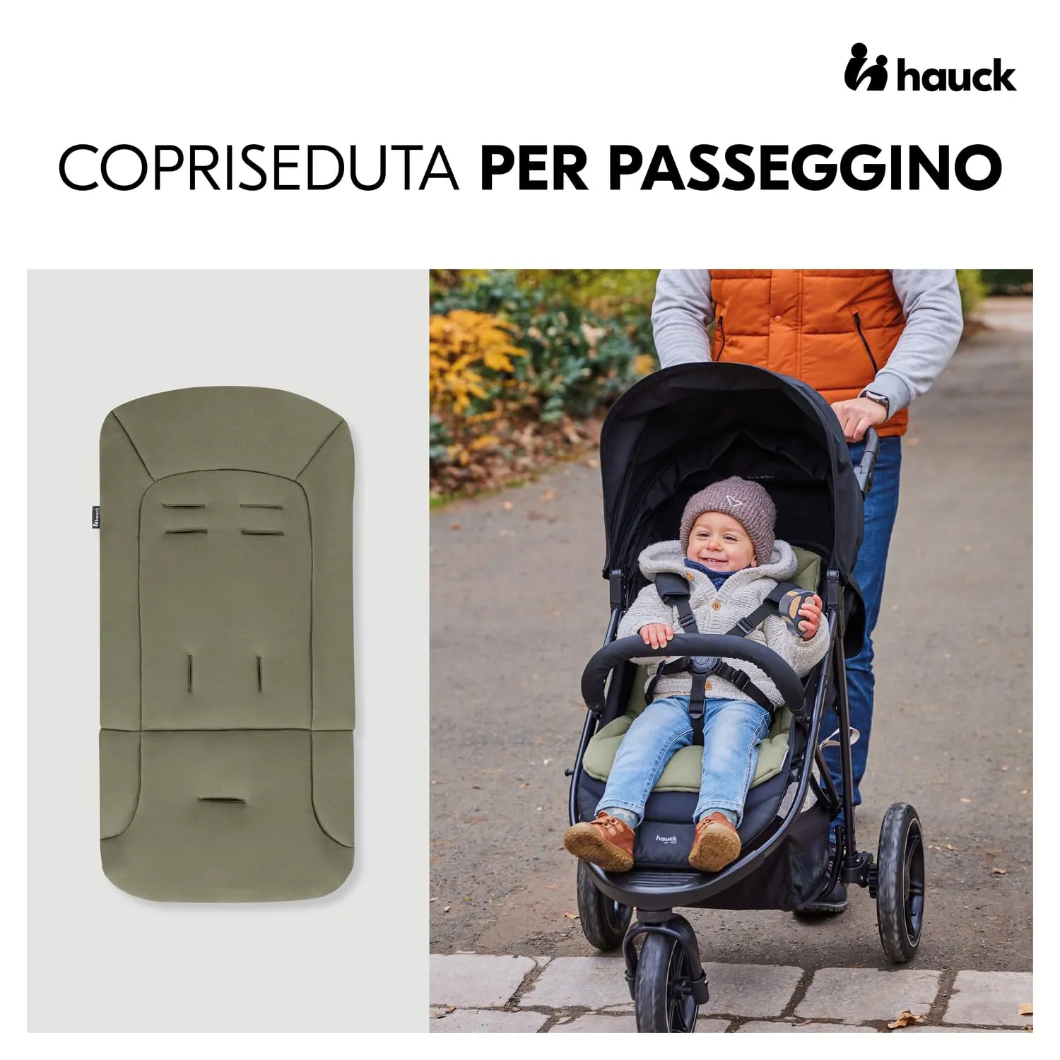 hauck Copri Passeggino Cotone Traspirante 70 x 37 x 3 cm, Olive - immagine 2