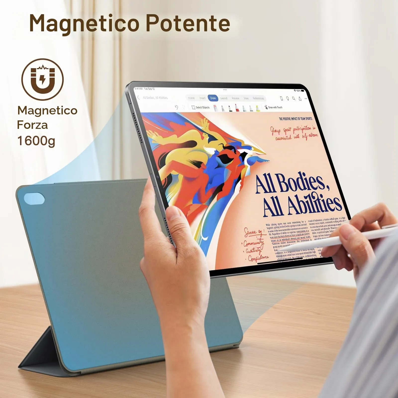 JETech Custodia Magnetica per iPad Air 11" M4/M3/M2, Air 5/4, Grigio Scuro - immagine 3