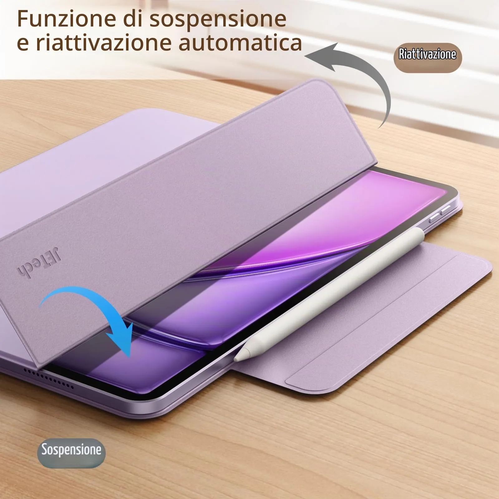 JETech Custodia Magnetica per iPad Air 11" M4/M3/M2, Air 5/4, Viola Chiaro - immagine 5