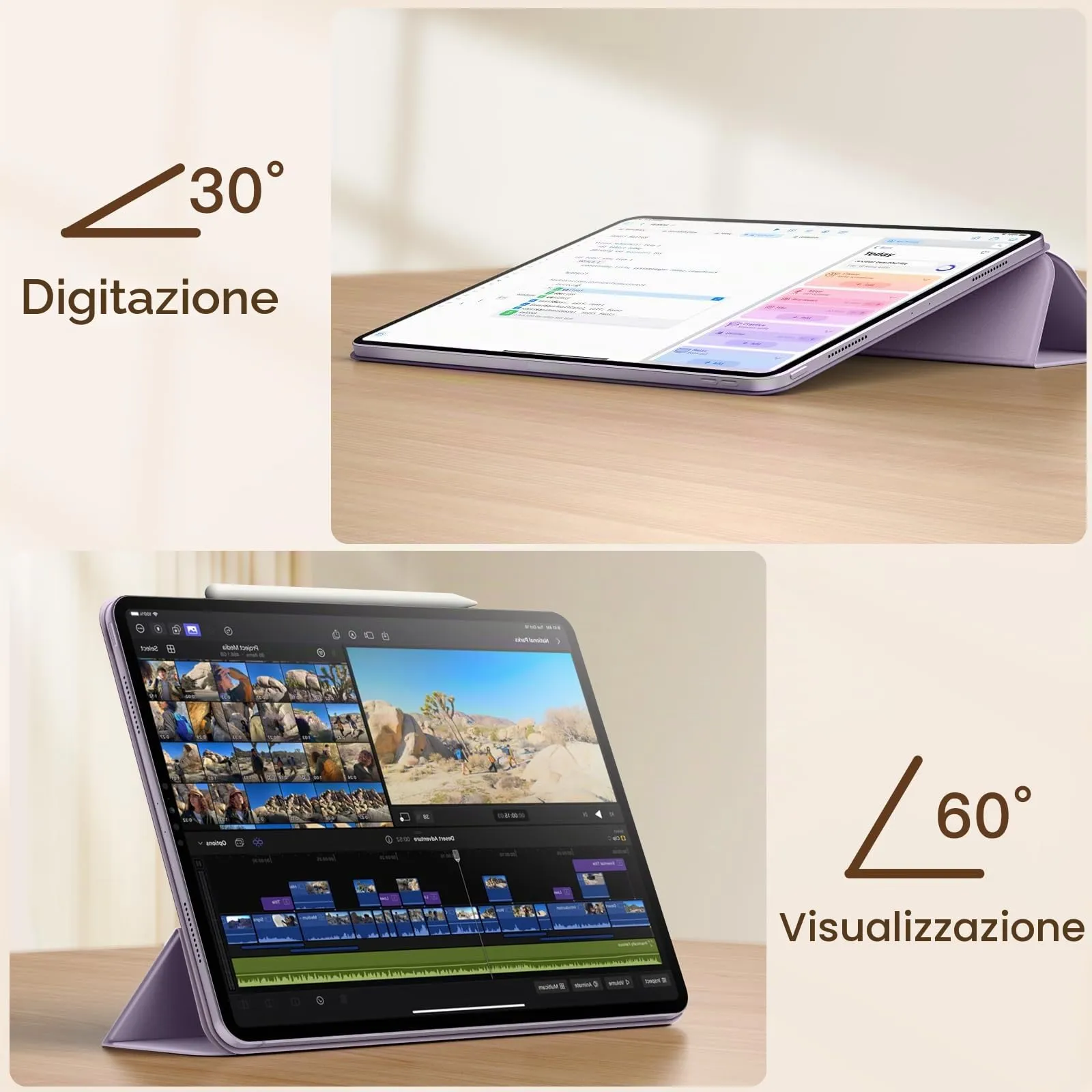JETech Custodia Magnetica per iPad Air 11" M4/M3/M2, Air 5/4, Viola Chiaro - immagine 6