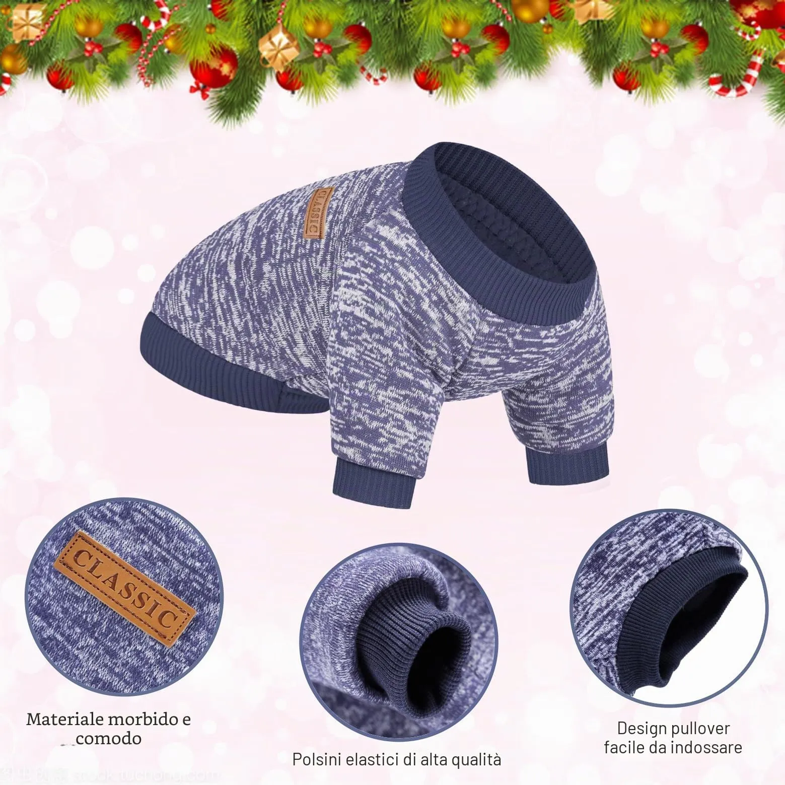 Idepet Maglione per animali domestici (Grigio BluNavy, M) - immagine 5