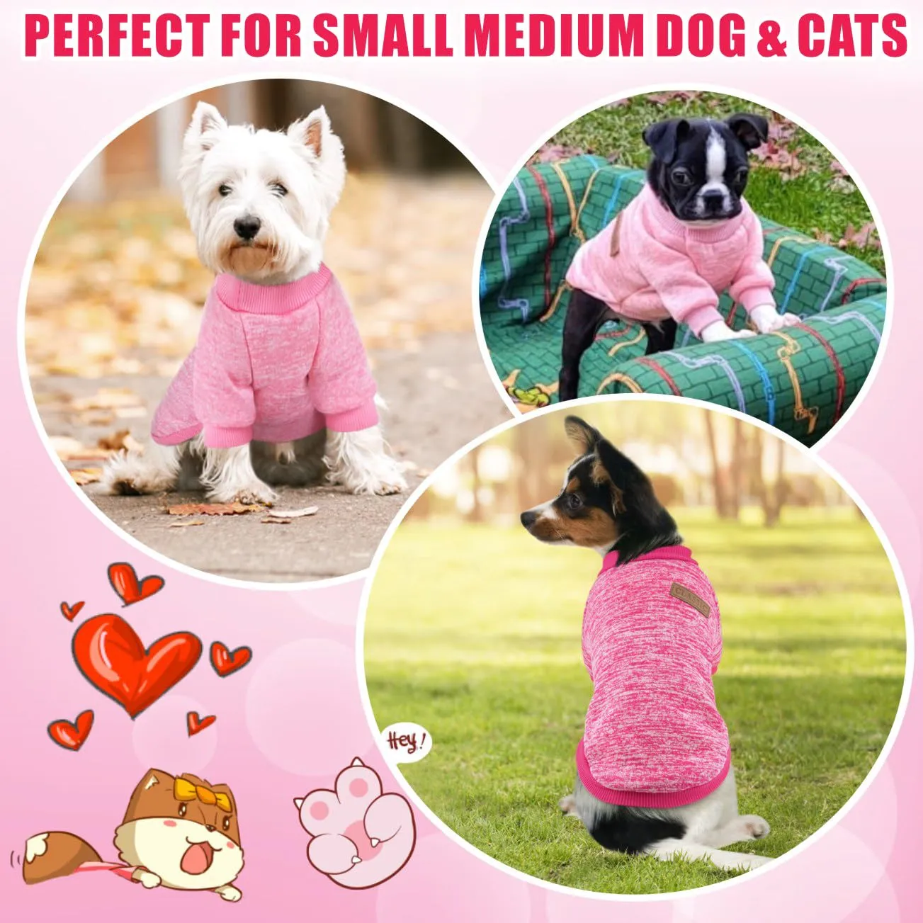 Idepet Maglione per animali domestici (Rosa RosaScuro, XL) - immagine 3