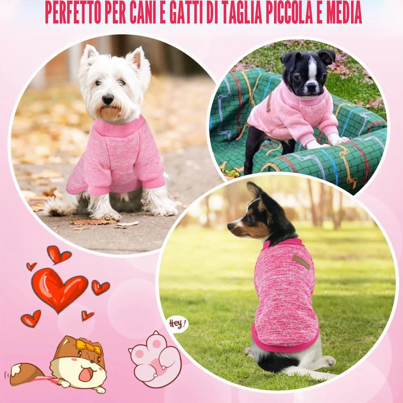 Idepet Maglione per animali domestici (Rosa RosaScuro, S) - immagine 3