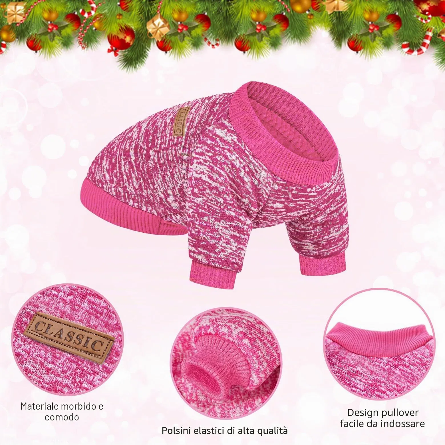 Idepet Maglione per animali domestici (Rosa RosaScuro, S) - immagine 5