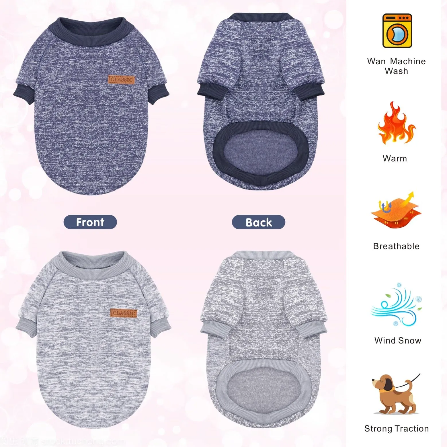 Idepet Maglione per animali domestici (Grigio BluNavy, XL) - immagine 4