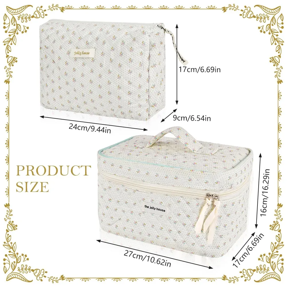 Aucuu Borsa da Toilette da Viaggio, 2 Pezzi Beauty Case da Viaggio, Borsa da Viaggio, Borsa Trucco Floreale, Trucco Pochette da Toilette, Trousse Trucchi Organizer per Cosmetici, per Donne e Ragazze - immagine 2