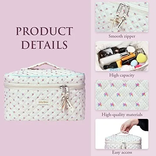 Aucuu Borsa da Toilette da Viaggio, 2 Pezzi Beauty Case da Viaggio, Borsa da Viaggio, Borsa Trucco Floreale, Trucco Pochette da Toilette, Trousse Trucchi Organizer per Cosmetici, per Donne e Ragazze - immagine 5