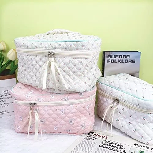 Aucuu Borsa da Toilette da Viaggio, 2 Pezzi Beauty Case da Viaggio, Borsa da Viaggio, Borsa Trucco Floreale, Trucco Pochette da Toilette, Trousse Trucchi Organizer per Cosmetici, per Donne e Ragazze - immagine 7
