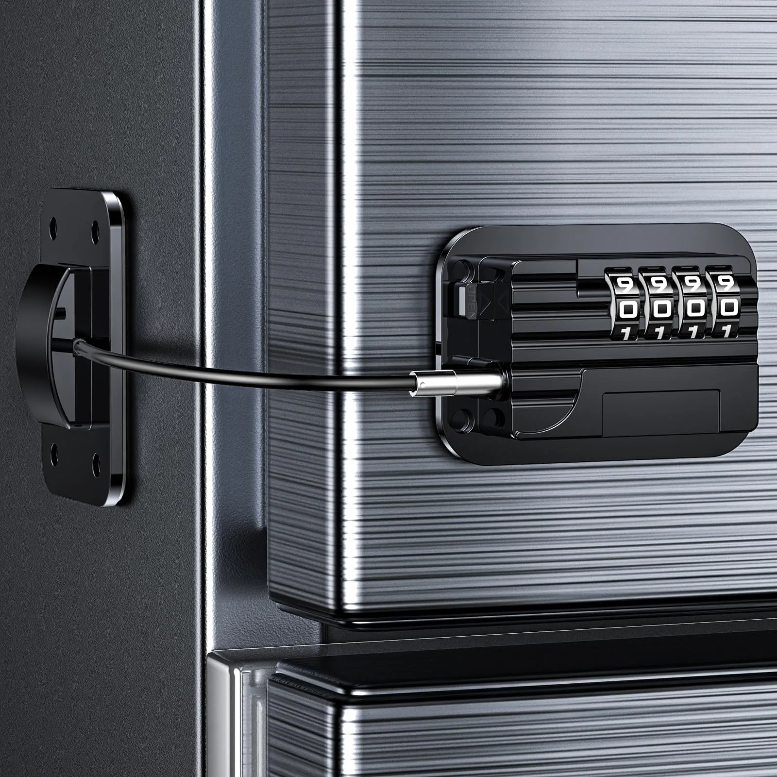 Lucchetto per Frigorifero con Combinazione, Chiusura Frigorifero Blocca Migliorata per Bambini Adulti, Blocca Porta Frigorifero per Frigo Armadi Porte Finestre Guardaroba,1 pezzo - Nero - immagine 1