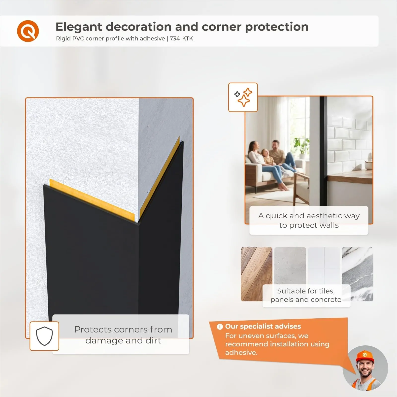 Quest Paraspigoli PVC 35x18 mm Autoadesivo - Oro, 200 cm - immagine 3