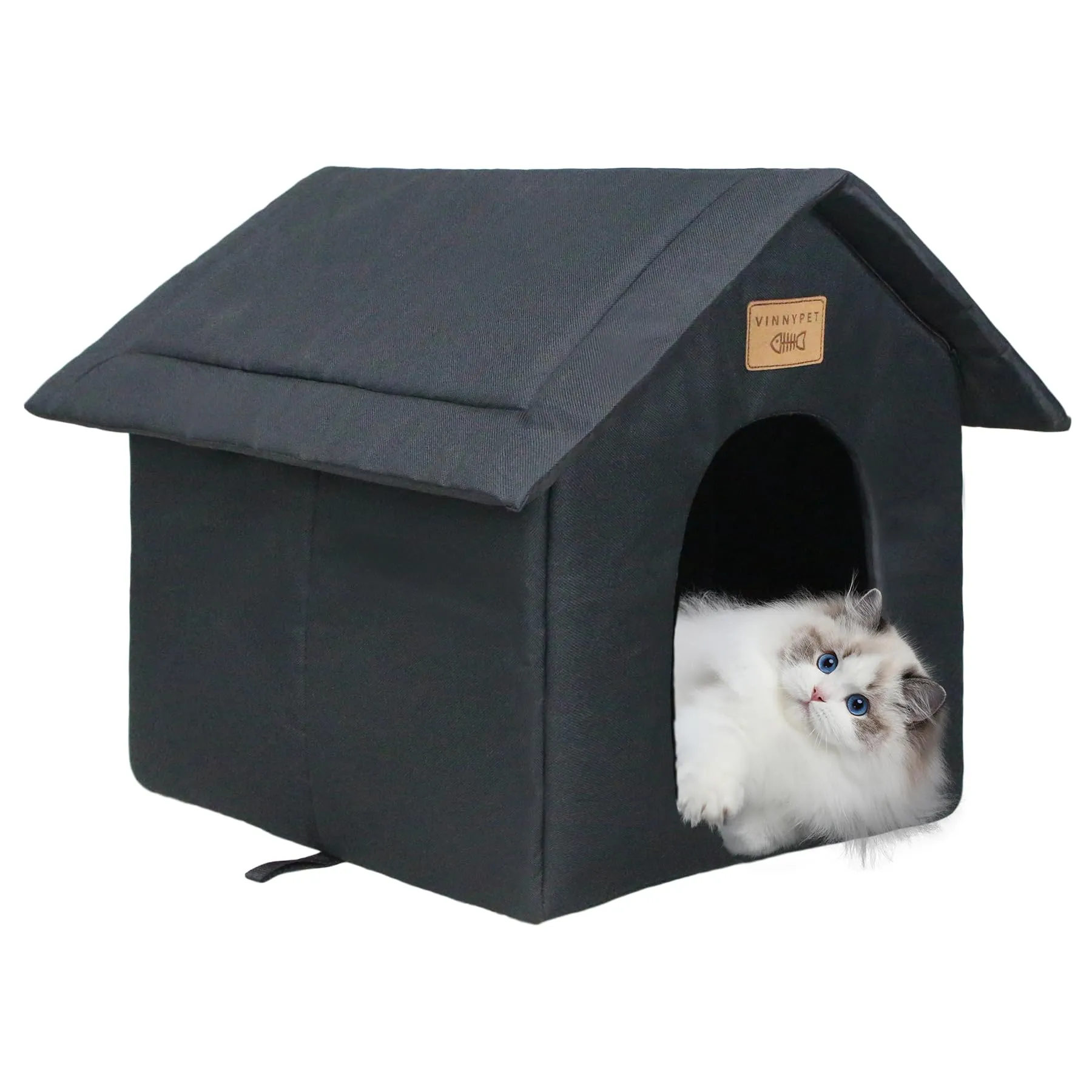 Vinnypet Casetta per Gatti per Esterni Tenda Impermeabile Con Cuscino per Gatti Randagi Cuccia per Animali Domestici da Esterno 45x40x45cm - immagine 1