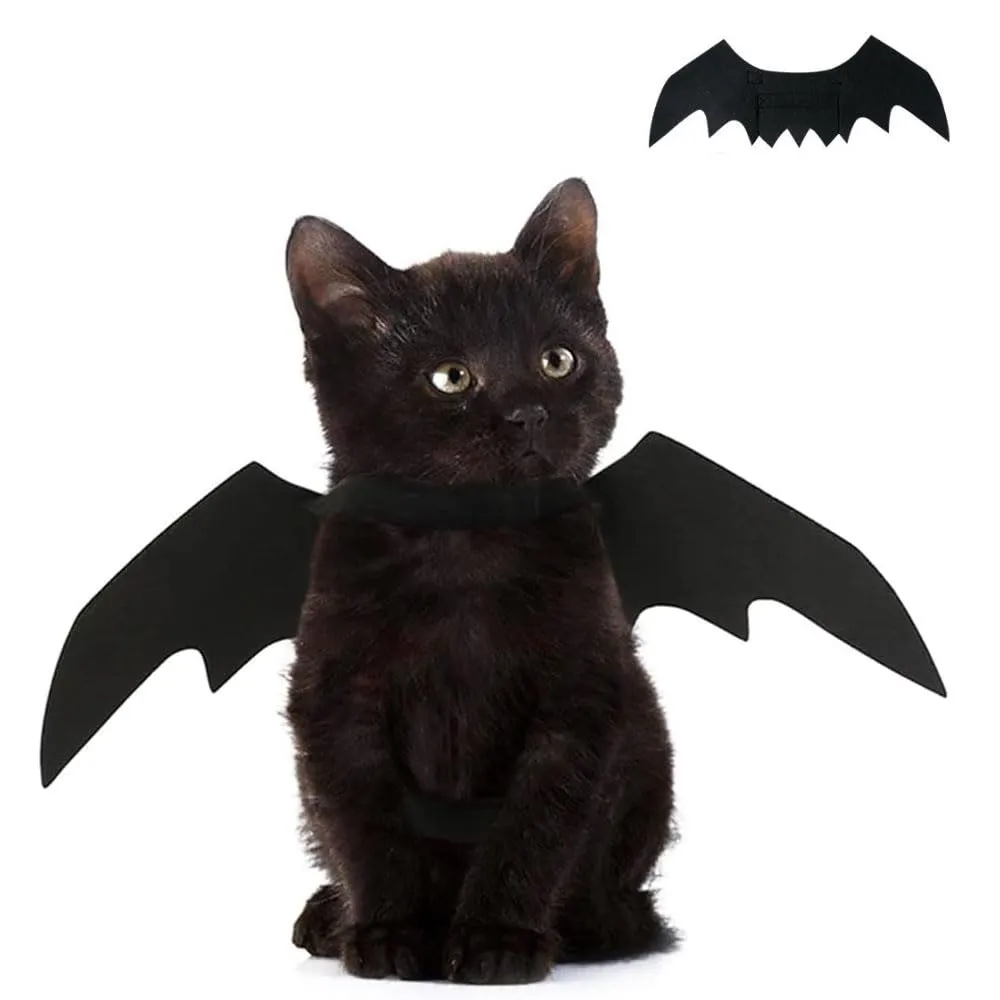 CUEMOON Costume da gatto di Halloween, ali da pipistrello per gatto, decorazione di Halloween per cane, petto e schiena da pipistrello per animale domestico, taglia S - immagine 1