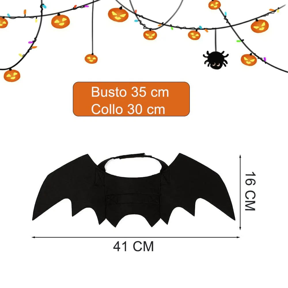CUEMOON Costume da gatto di Halloween, ali da pipistrello per gatto, decorazione di Halloween per cane, petto e schiena da pipistrello per animale domestico, taglia S - immagine 2