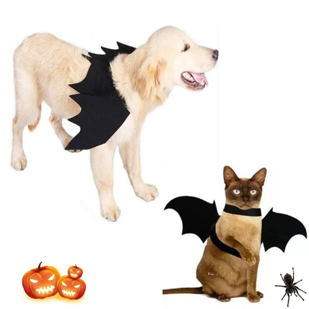 CUEMOON Costume da gatto di Halloween, ali da pipistrello per gatto, decorazione di Halloween per cane, petto e schiena da pipistrello per animale domestico, taglia S - immagine 5
