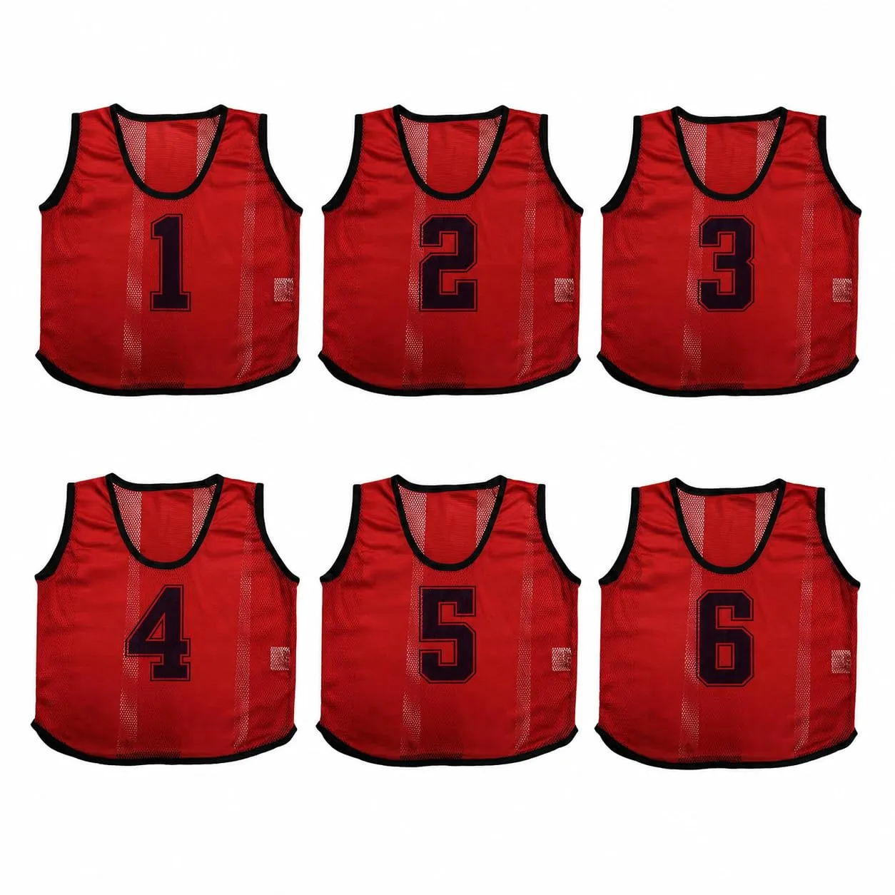 A2Z 4 Bambini 6 Confezione Bavaglini Allenamento Gilet Sportivi Comodo Traspirante Numero - Sports Bibs 762 Red 4-8 - immagine 1