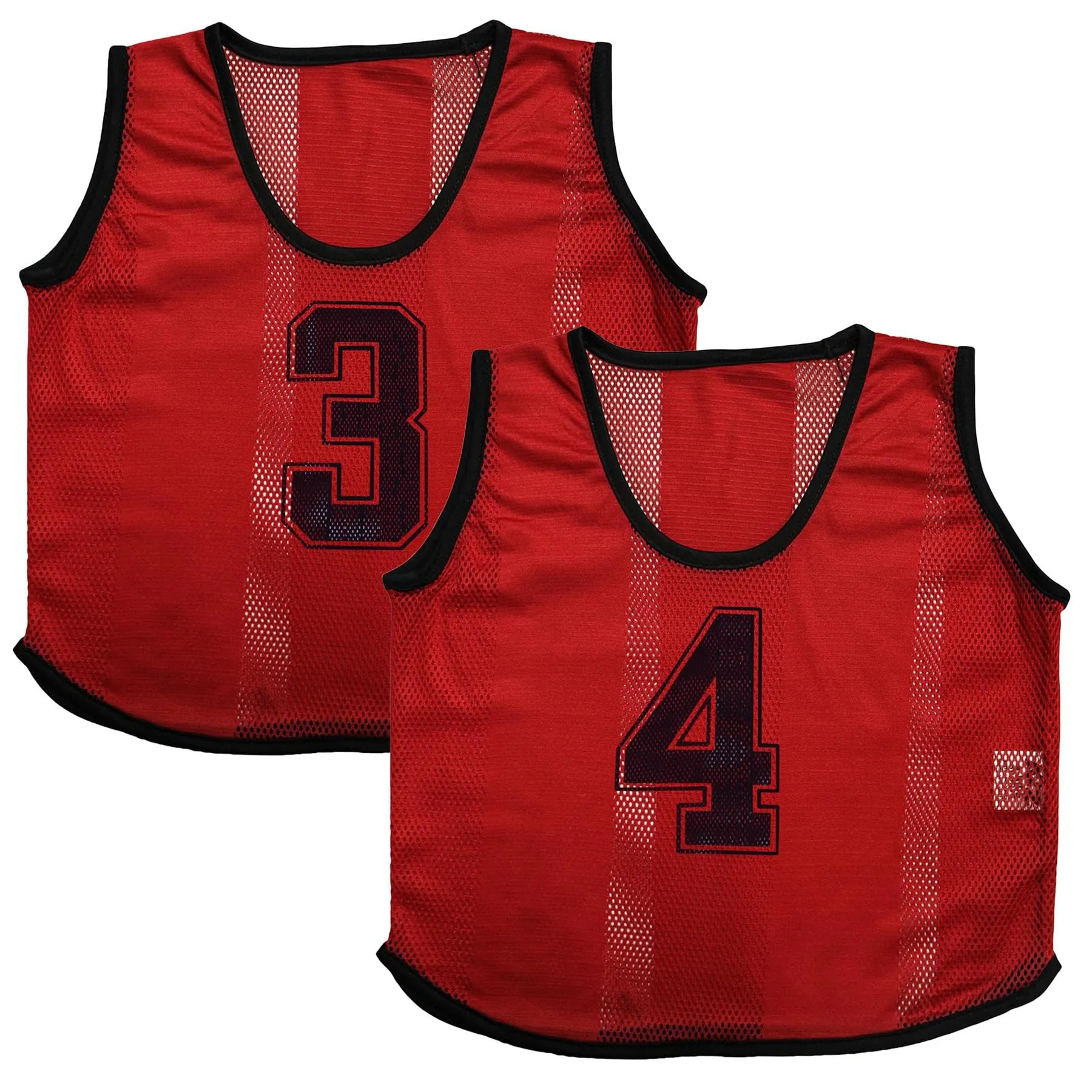 A2Z 4 Bambini 6 Confezione Bavaglini Allenamento Gilet Sportivi Comodo Traspirante Numero - Sports Bibs 762 Red 4-8 - immagine 5