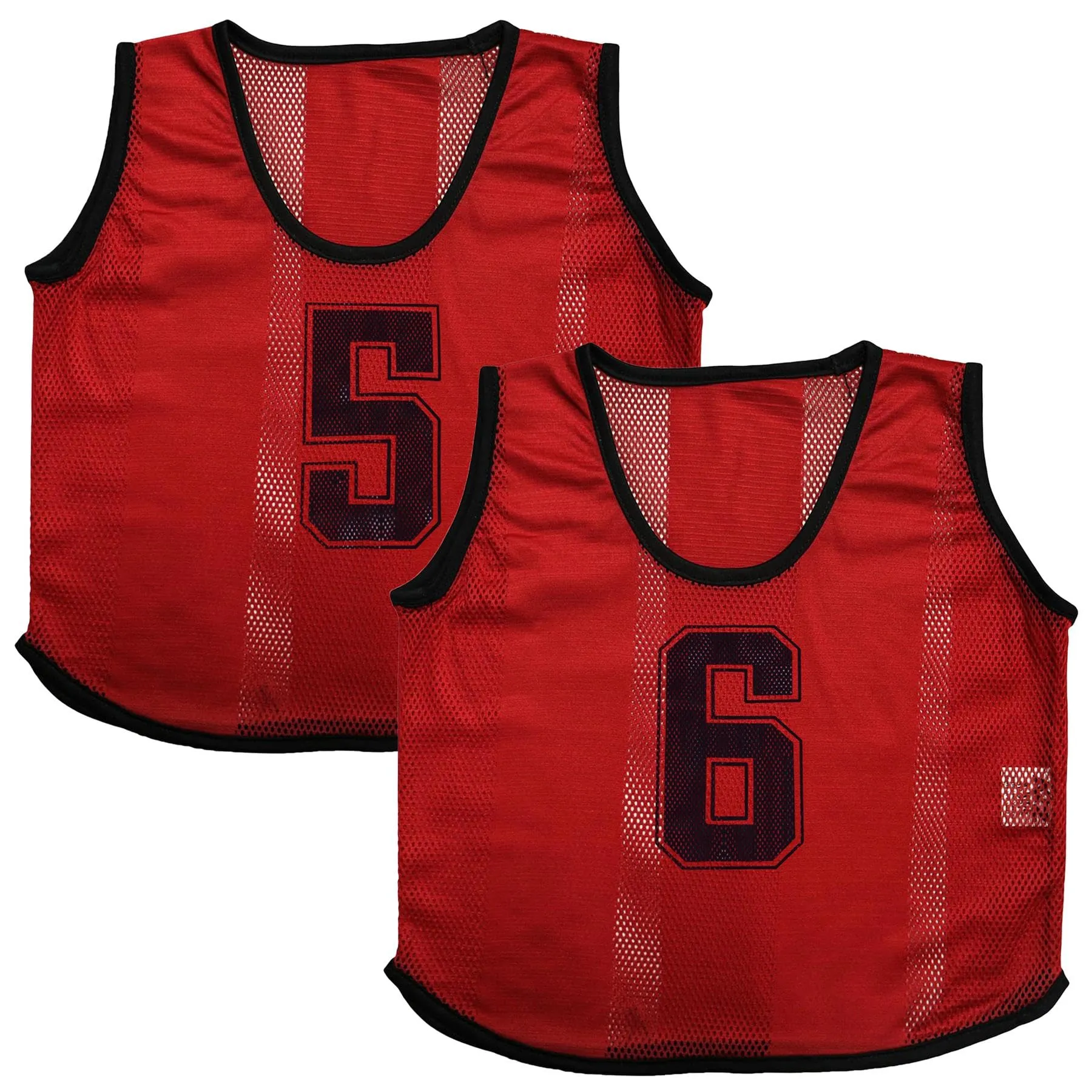 A2Z 4 Bambini 6 Confezione Bavaglini Allenamento Gilet Sportivi Comodo Traspirante Numero - Sports Bibs 762 Red 4-8 - immagine 6