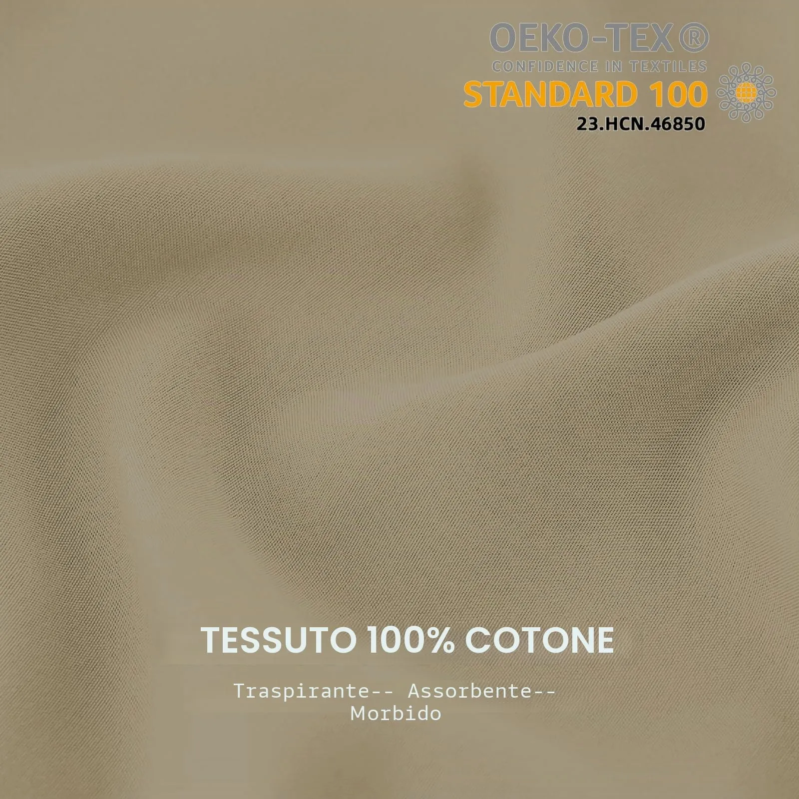 Federe Cuscini Letto Matrimoniale Cotone 45x135 cm 1 PCS, Federe Certificato Oeko-TEX in Premium Cotone 110GSM, Morbida e Traspirante, Ipoallergenica -Beige - immagine 2