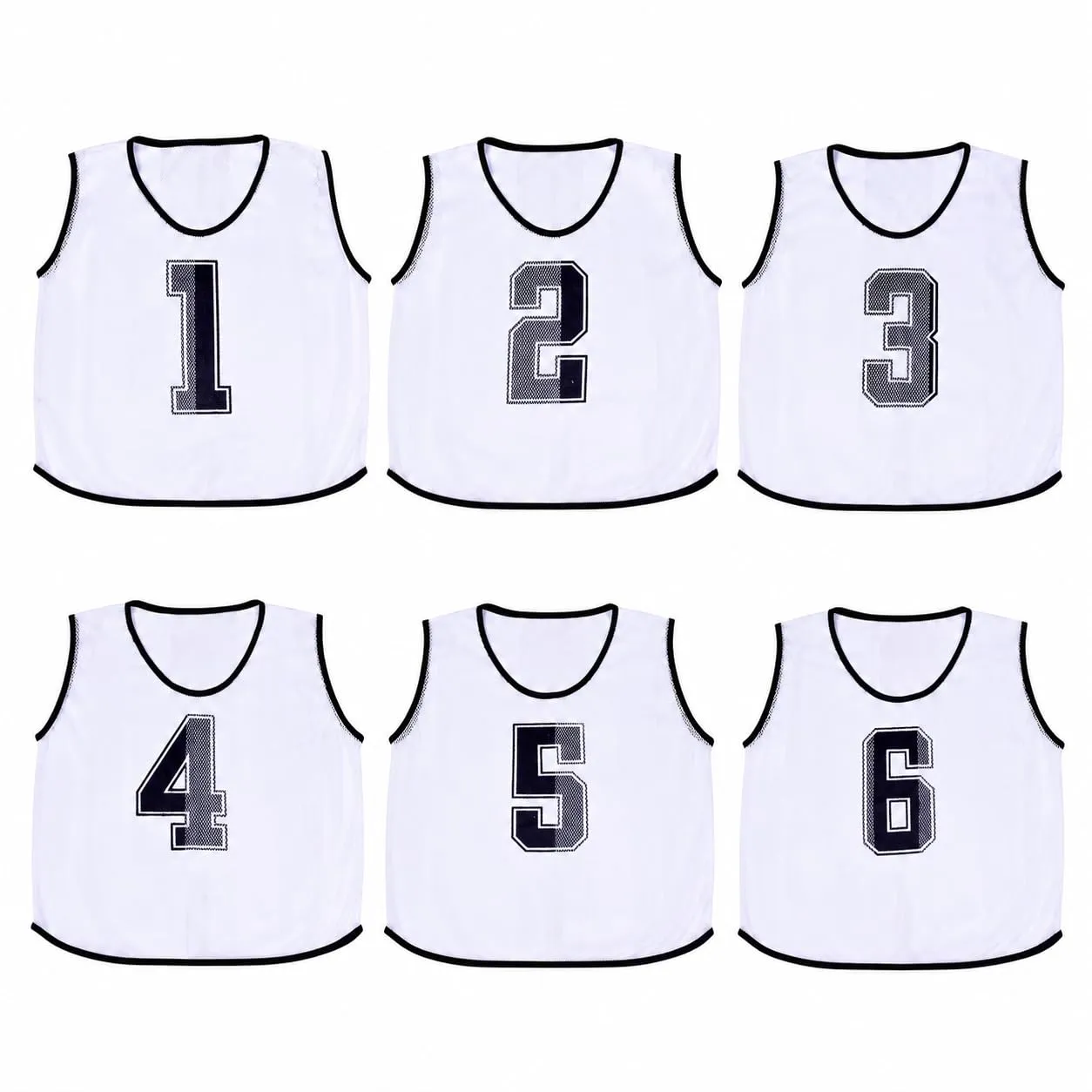 A2Z 4 Bambini 6 Confezione Bavaglini Allenamento Gilet Sportivi Comodo Traspirante Numero - Sports Bibs 762 White 4-8 - immagine 1