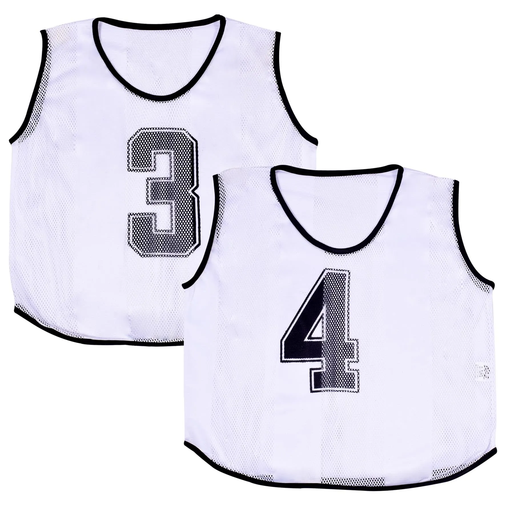 A2Z 4 Bambini 6 Confezione Bavaglini Allenamento Gilet Sportivi Comodo Traspirante Numero - Sports Bibs 762 White 4-8 - immagine 5